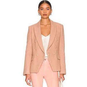 L'AGENCE Kenzie Cotton-Blend Double-Breasted Blazer in Light Mocha NWT Size 8